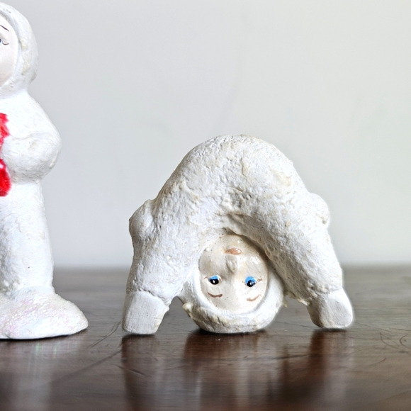 Rare Original Vintage Glitter Snow Babies Ornament Figures Set of 8 - Picture 14 of 15